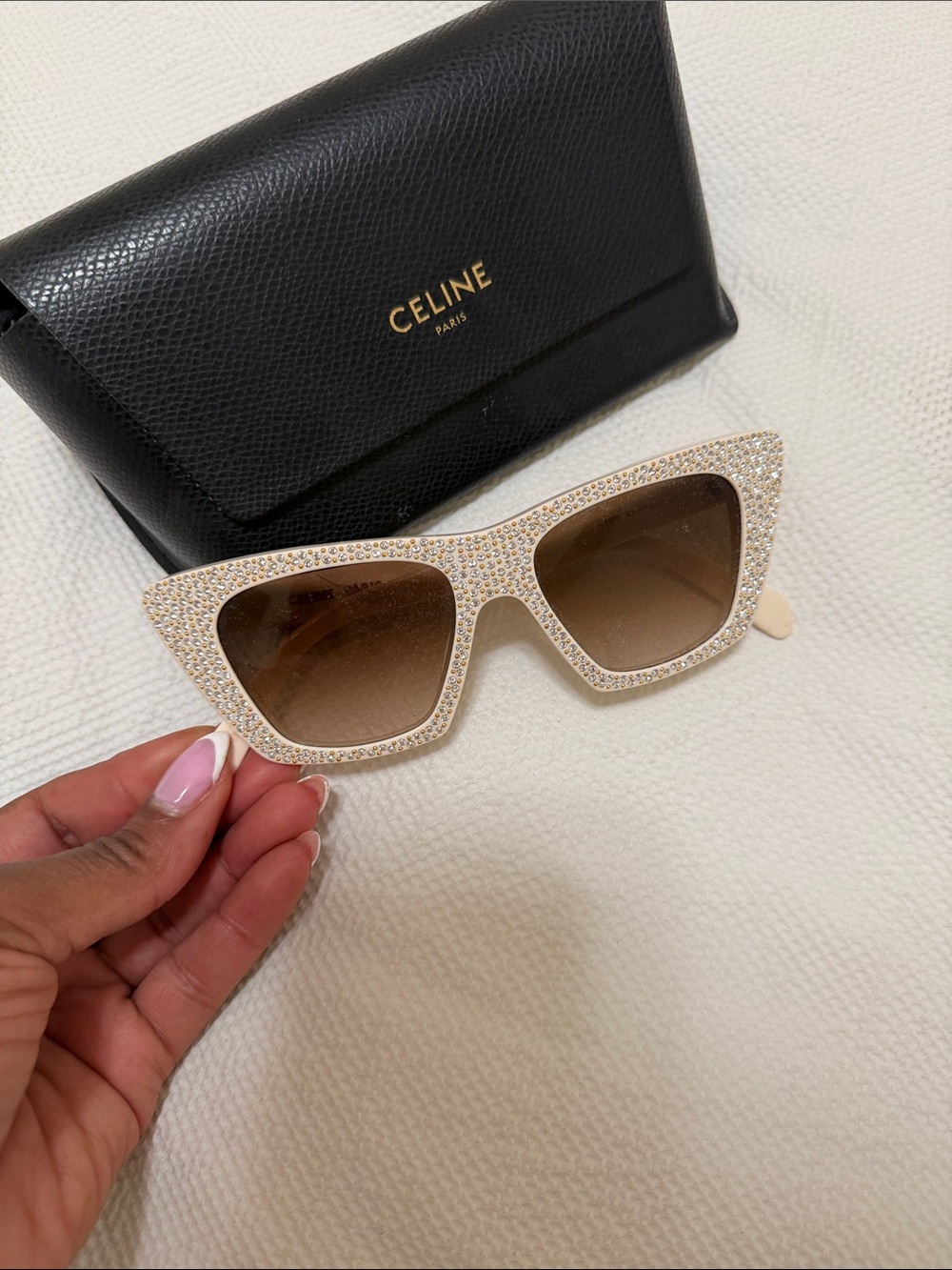 Celine Black Textured Leather Envelope Wallet with Gold Logo